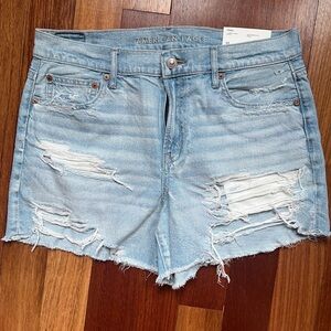 American Eagle Outfitters Blue Distressed Jean Shorts